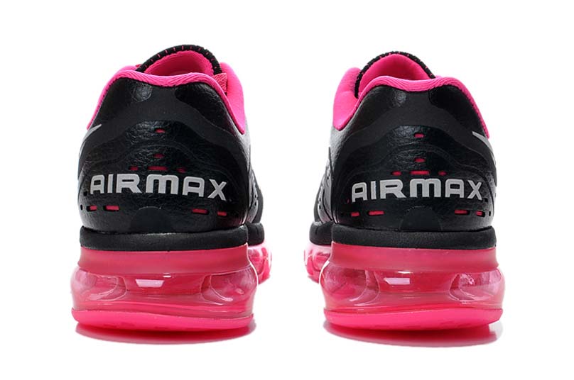 nike air max 2014 cuir chaussure de course femmes noir rose (5)